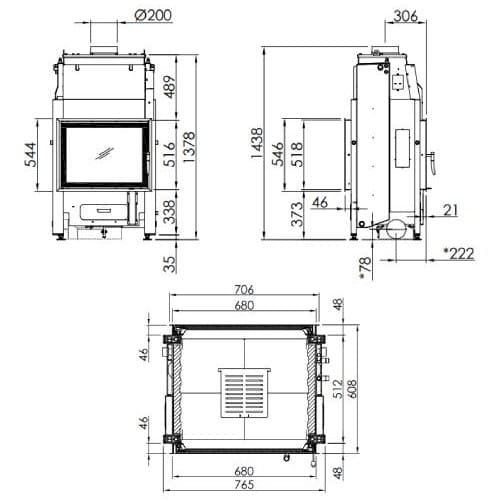 Holzeinsatz Spartherm Varia FD H2O 10 kW Drehtür, Tunnel, Hydro