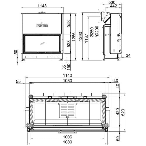 Holzeinsatz Spartherm Varia BH 10,4 kW raumluftunabhängig Schiebetür
