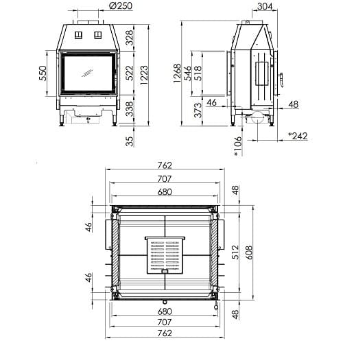 Holzeinsatz Spartherm Varia FD 11,6 kW raumluftunabhängig / Drehtür / Tunnel