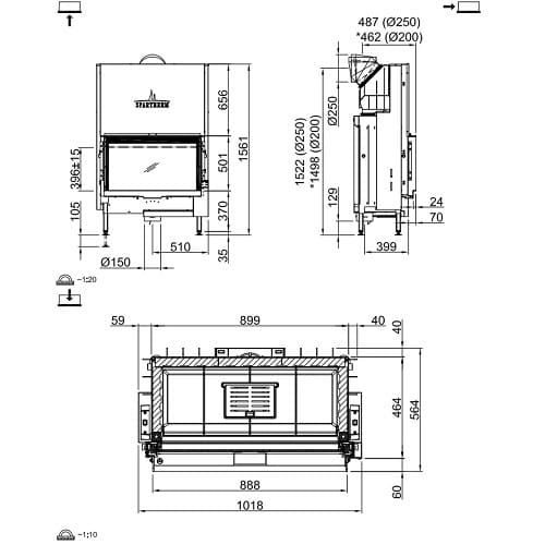 Holzeinsatz Spartherm Premium V-1V-87h 9,5 kW Schiebetür