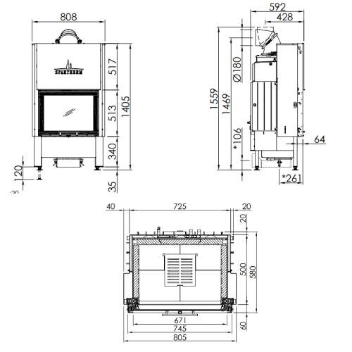Holzeinsatz Spartherm Varia 1Vh H²O 8 kW Schiebetür hydro