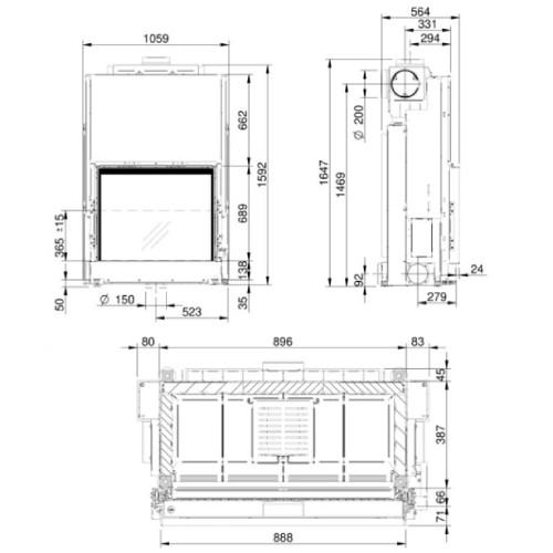 Holzeinsatz Spartherm Premium A-1V-87h 13,8 kW Schiebetür