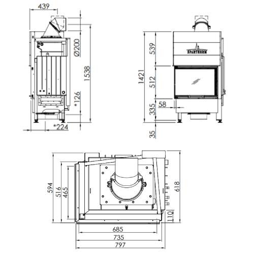 Holzeinsatz Spartherm Varia 2Lh H²O 10,4 kW Schiebetür, hydro