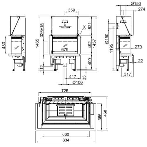 Holzeinsatz Spartherm Lean 3RL-70h 7,5 kW Panorama-Schiebetür
