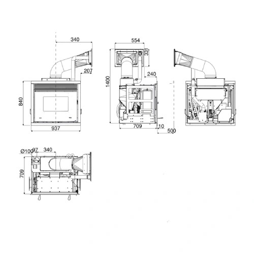 Pellet-Kaminsatz MCZ VIVO 90 Hydro SmartClean 24 Core V1 24 kW Hydro