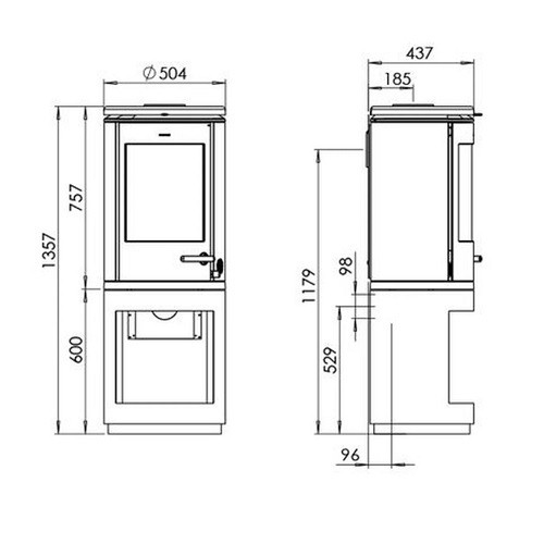 Holzofen Morsoe 7893 | 7,3 kW mit einem Fach zum Holzstapeln