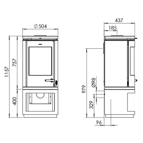 Holzofen Morsoe 7843 | 7,3 kW mit un Holzfach