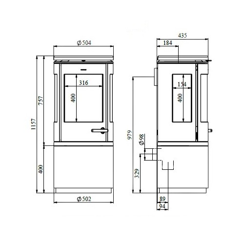 Holzofen Morsoe 7943 | 7,3 kW mit einem Fach zum Holzaufbewahren