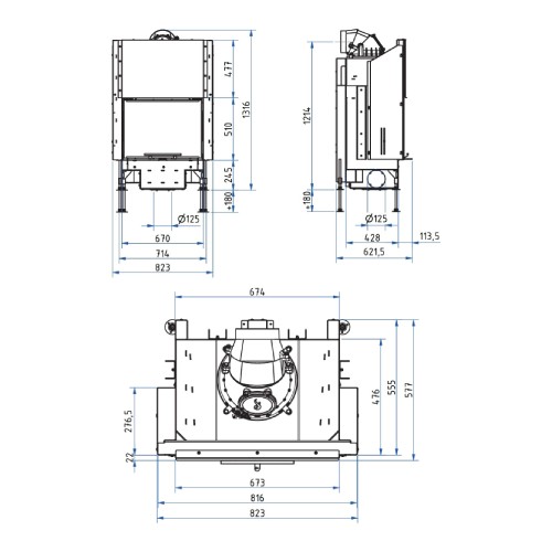 Holzeinsatz SCHMID Lina 67 h evo 9 kW Schiebetür