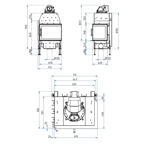 Holzeinsatz SCHMID Ekko R 67(45) s evo 9 kW Drehtür