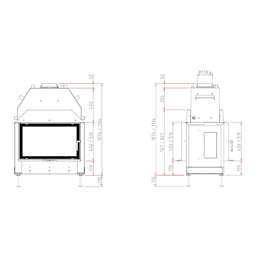 Holzeinsatz SCHMID Lina W TV 73 s/s Drehtür, durchgehend 20 kW