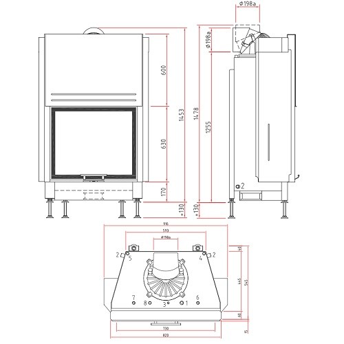Holzeinsatz SCHMID Lina W 7363 h Schiebetür 14,9 kW Hydro