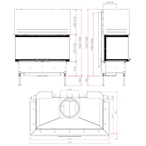 Holzeinsatz Schmid Ekko U100(45) h 20 kW Schiebetür