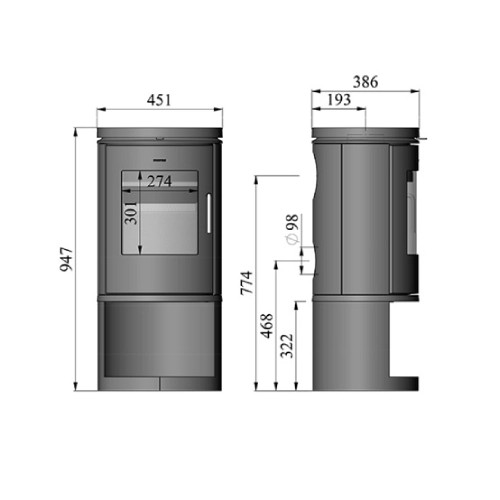 Holzofen Morsoe 6143 | 5,9 kW mit einem Fach zum Holzaufbewahren