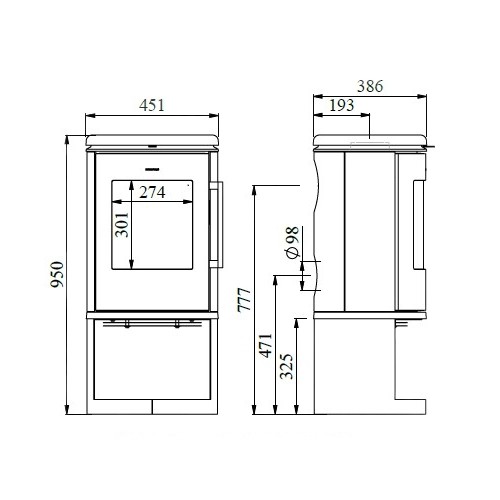 Holzofen Morsoe 6843 | 5,9 kW mit einem Fach zum Holzstapeln