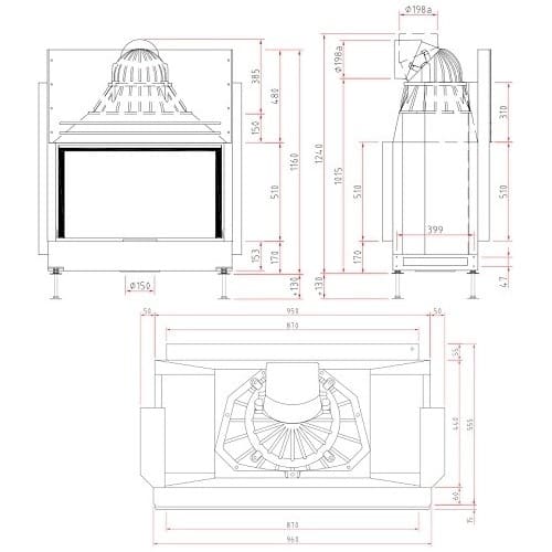 Holzeinsatz SCHMID Lina TV 8751 h/k Cristal+ mit Schiebetür / neigbar 10 kW