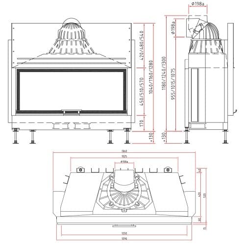 Holzeinsatz SCHMID Lina 120 h Schiebetür 10 kW