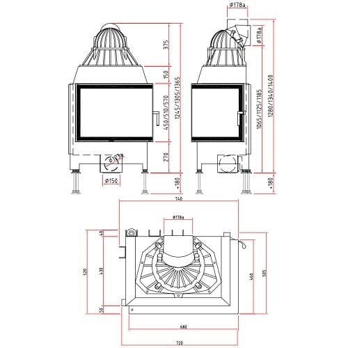 Holzeinsatz SCHMID Ekko R 67(45) mit Drehtür 9 kW