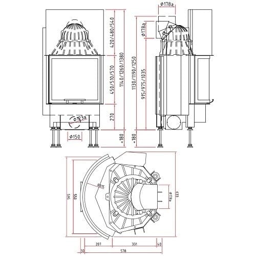 Holzeinsatz SCHMID Ronda 55 h 7 kW Schiebetür