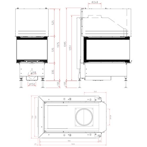 Holzeinsatz SCHMID Ekko U60(90) h - 14 kW verglast an 3 Seiten