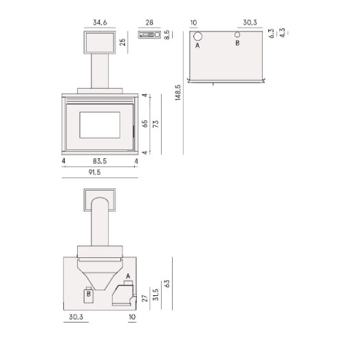 Pelleteinsatz Cadel Saturno 16 | 18 kW wasserführend