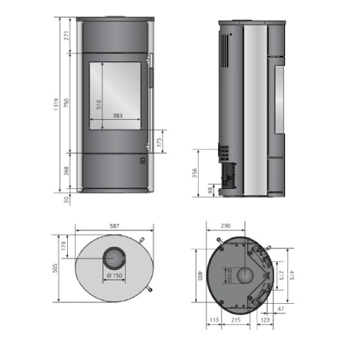 Holzofen Oranier Polar Neo Aqua 10 kW Hydro