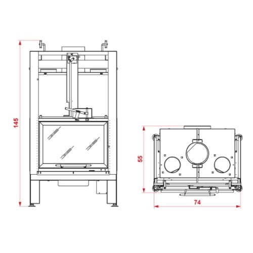 Holzeinsatz Palazzetti Ecomonoblocco MX 64 Frontal 11 kW