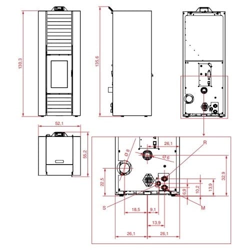 Pelletofen Palazzetti Ecofire Martina Idro Lux 10kW hydro