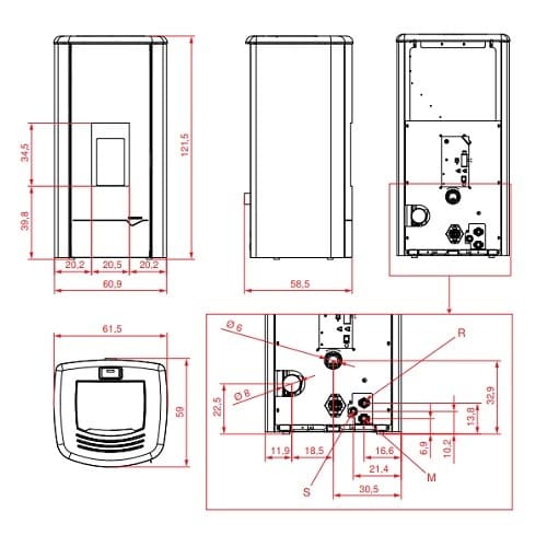 Pelletofen Palazzetti Ecofire Mirella Idro 13 | 10,3 kW Hydro