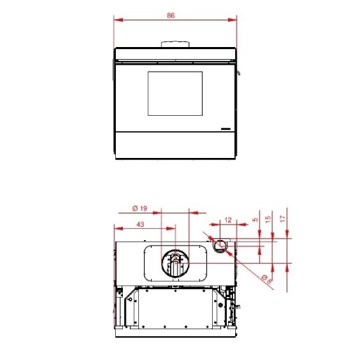 Pellet-Kaminsatz Palazzetti Ecofire Idro TC V15 15,2 kW mit ventilateur d'air ambiant