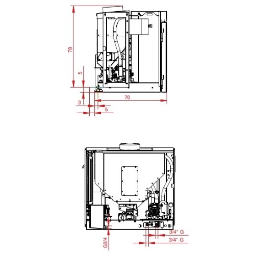 Pellet-Kaminsatz Palazzetti Ecofire Idro TC V20 20,4 kW mit ventilateur d'air ambiant