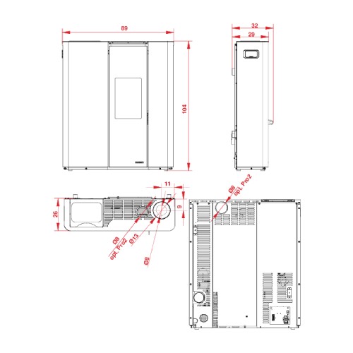 Pelletofen Palazzetti Ecofire Scarlet Lux TC 9 kW