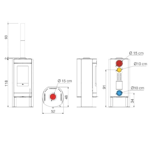 Holzofen Edilkamin Polo Open Evo 8,1 kW