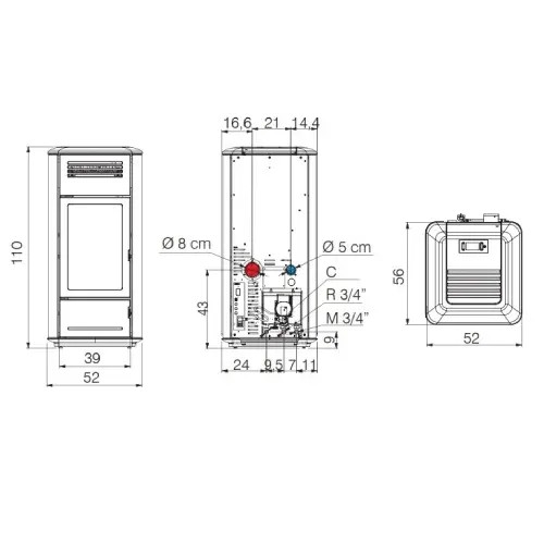 Pelletofen Edilkamin Milla H 15 Evo 14,8 kW Hydro