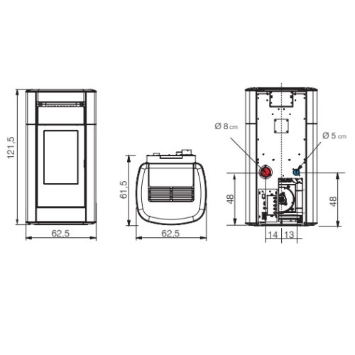 Pelletofen Edilkamin Vyda H 23 Evo 22,8 kW Hydro