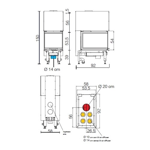 Holzeinsatz Edilkamin Windo3 50 | 13,2 kW