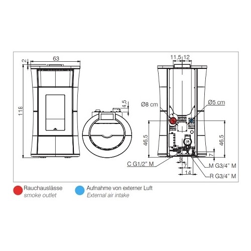 Pelletofen Edilkamin Cherie H 10 Evo 10,5 kW Hydro