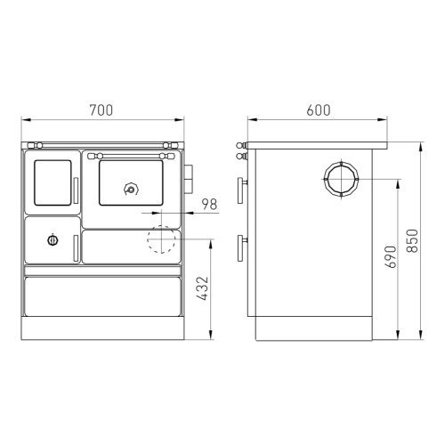 Holz-Küchenherd Westminster Ofen mit Festbrennstoff K 76 F 70 | 7,6 kW