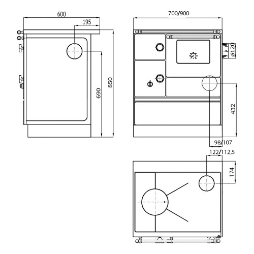 Holz-Küchenherd Westminster Ofen mit fester Brennstoffversorgung K 76 70 | 7,3 kW