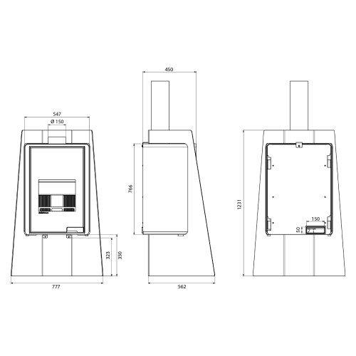 Holzofen HS Flamingo Deluxe Island 9,6 kW
