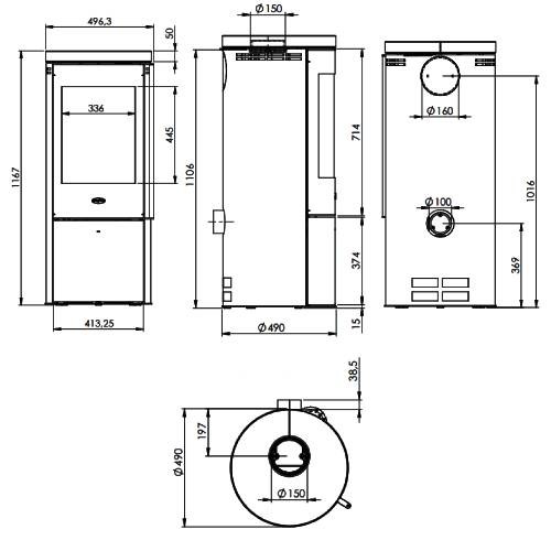 Holzofen Fireplace Toronto 5 kW