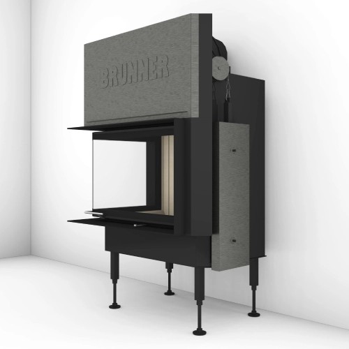 Holzeinsatz Brunner BKH 5.0 Eck 42-66-42 Schiebetür 9 kW