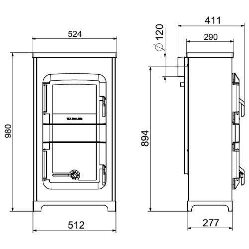 Holzofen Wamsler RH-8 A/D mit feu continu automatique 8 kW