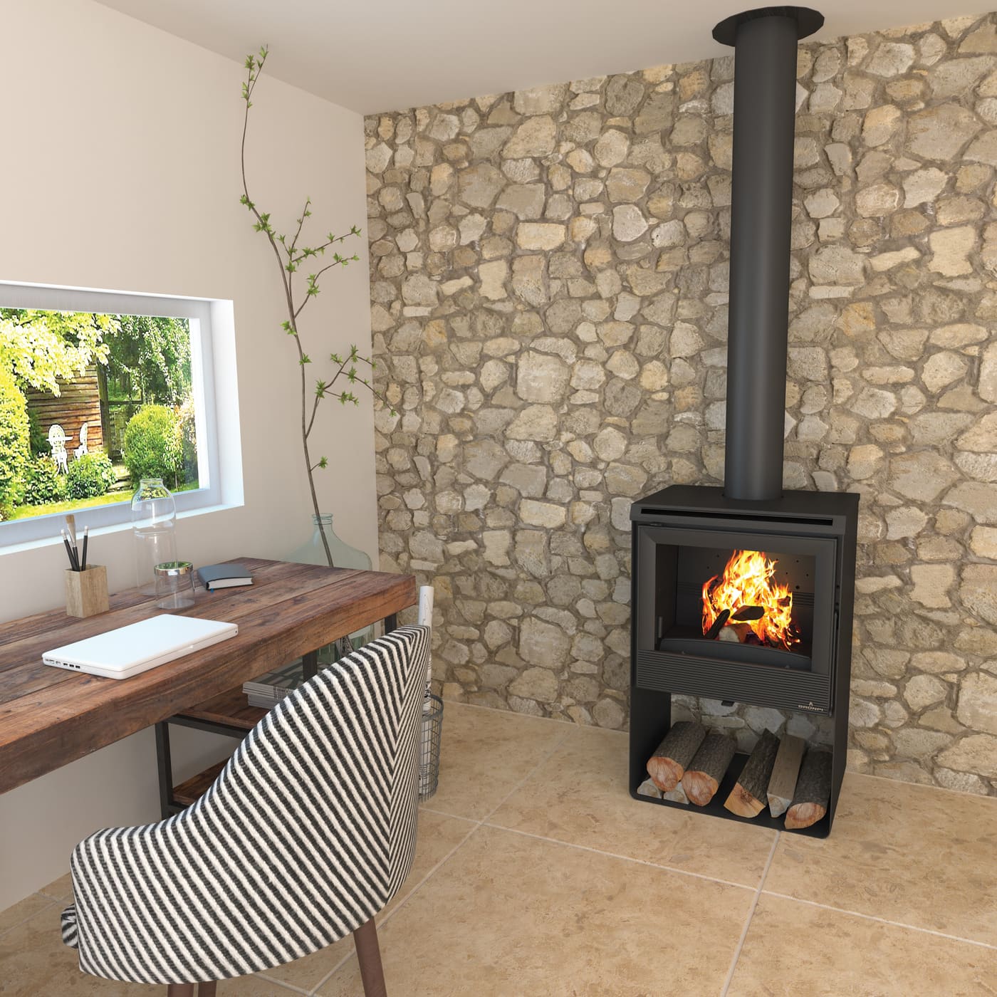Belüfteter Holzofen, leise anschließbar - BRONPI Kroatien - T 9,5 kW