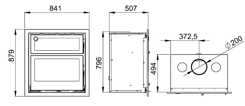 Holzeinsatz belüftet, mit Backfach kanalisierbar - BRONPI Denver 15 kW