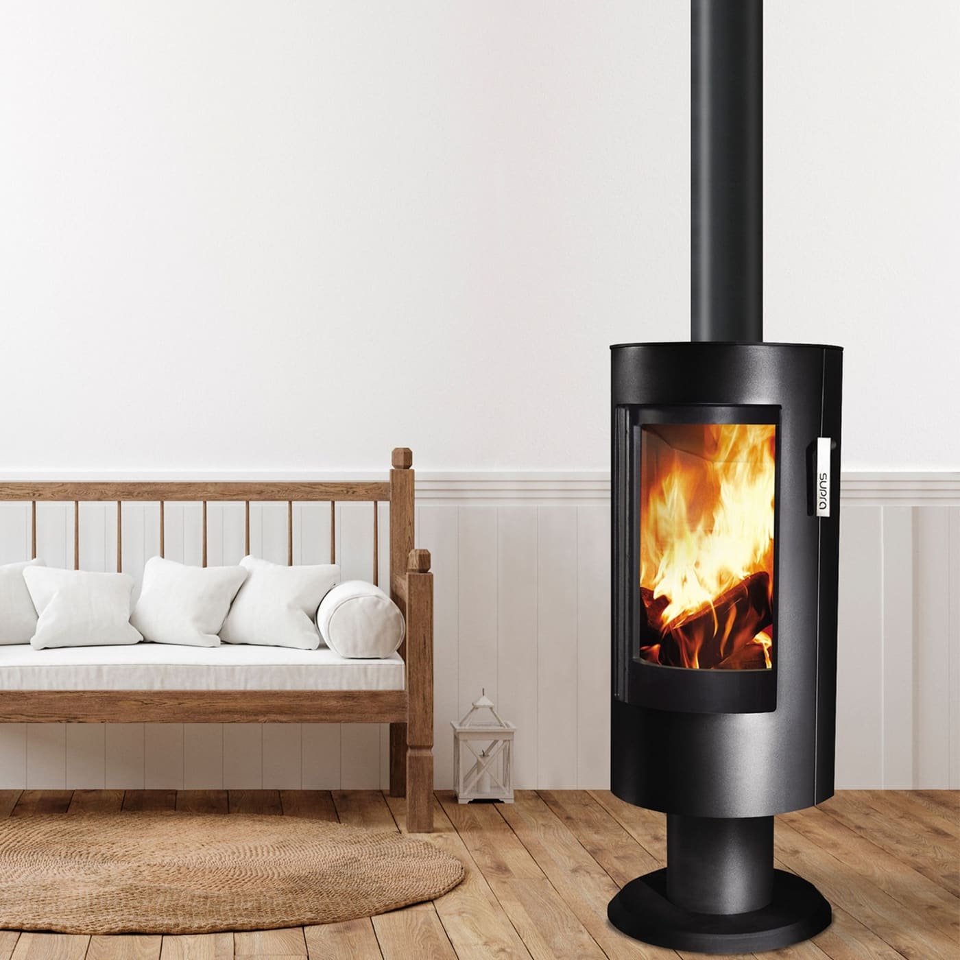 Holzofen raumluftunabhängig - SUPRA Chloé auf Standfuß 7 kW
