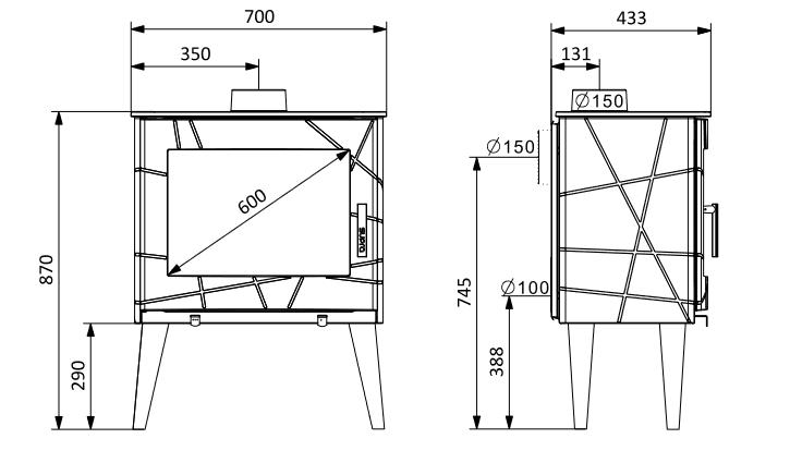 Holzofen raumluftunabhängig aus Gusseisen - SUPRA Usko 9,1 kW