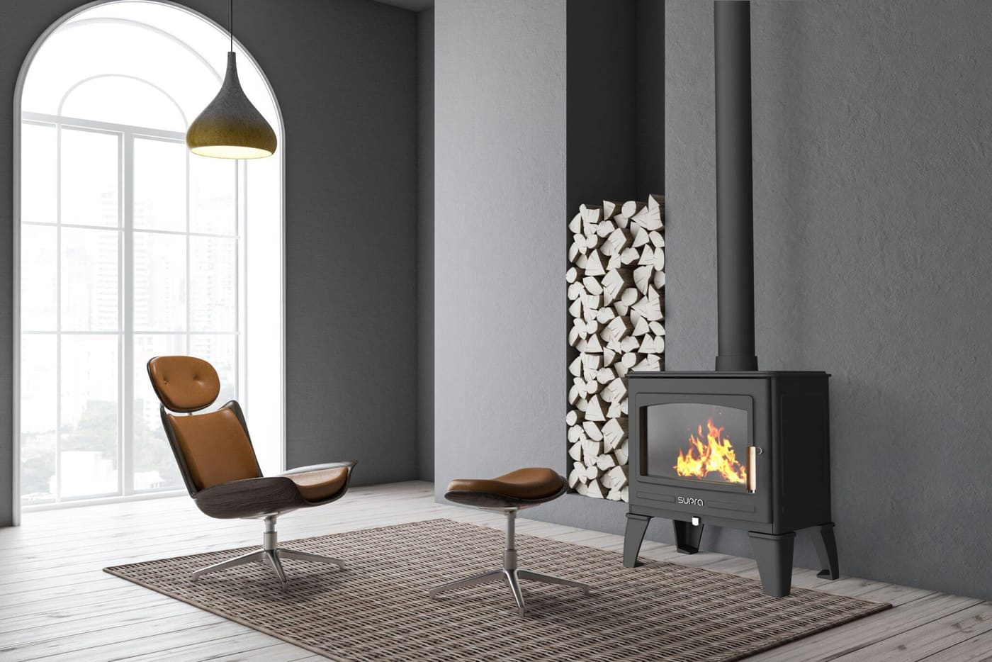 Holzofen anschließbar aus Gusseisen - SUPRA Georges 6.7 kW