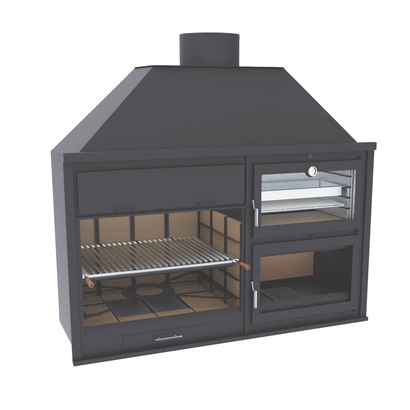 Holzkohle-/Holzgrill mit Backfach - FM CALEFACCION - FUSION 200