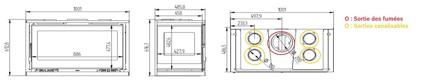 Holzeinsatz 3 verglaste Belüftung - FIREMATIC Olly 13,3 kW